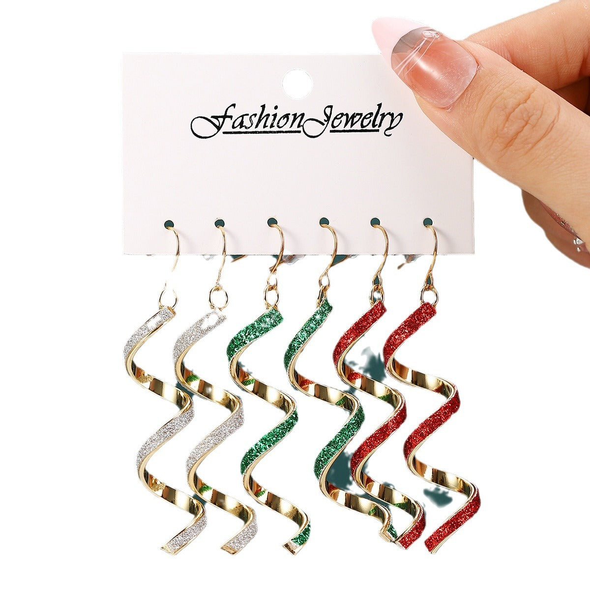 Spiral metallic texture multi-colored earrings
